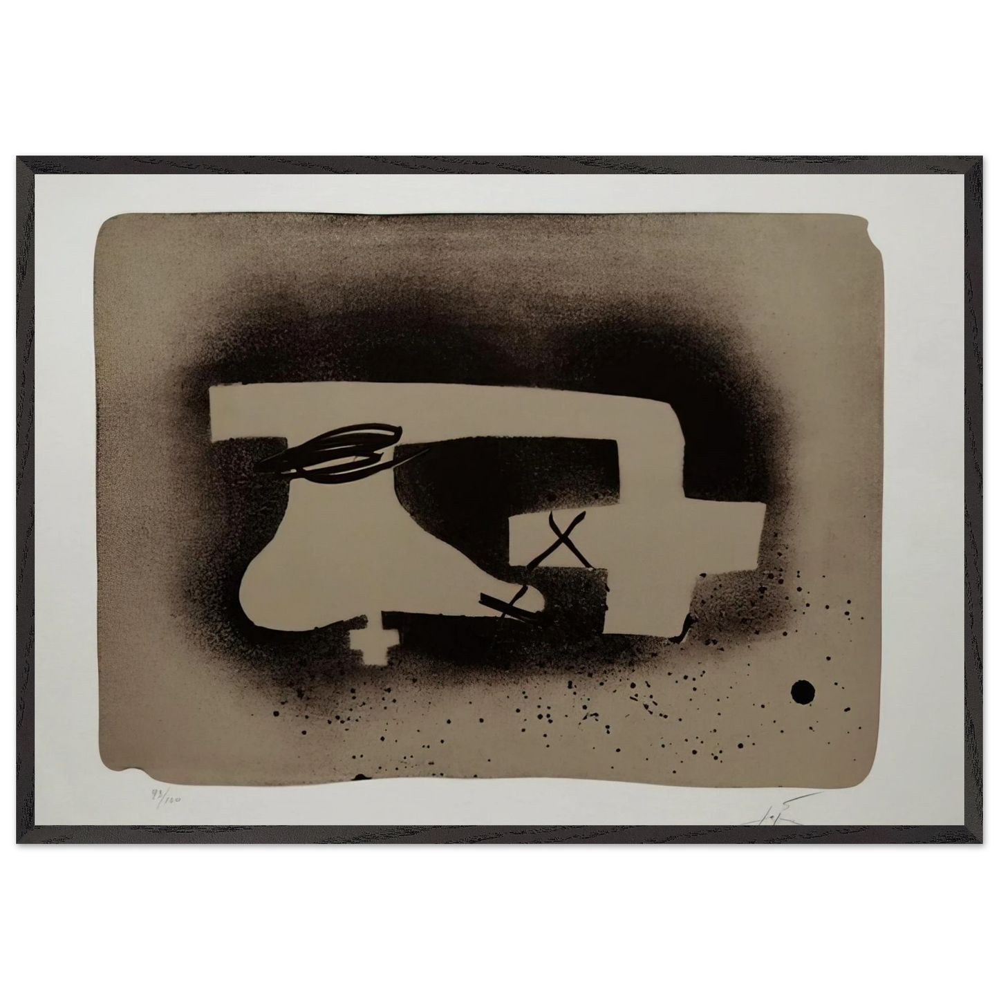 ERINNERUNGEN I 1988 - Antoni Tapies 70x100 cm / 28x40 inches Framed Art Print – Black Wooden Frame