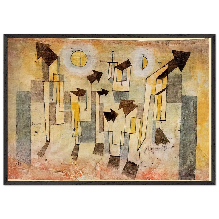 WALL PAINTING FROM THE TEMPLE OF LONGING 1922 - Paul Klee 70x100 cm / 28x40 inches Framed Art Print – Black Wooden Frame