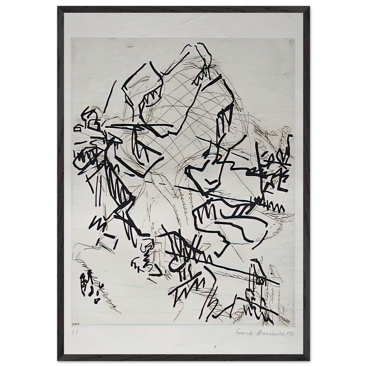 TREE AT TRETIRE II - Frank Auerbach Framed Art Print – Black Wooden Frame - Default Title - -Framed Art Print