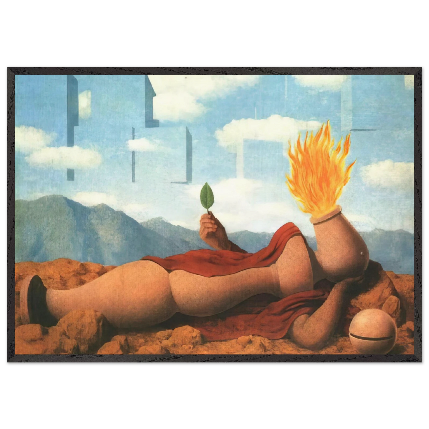 ELEMENTARY COSMOGONY 1949 - Rene Magritte 70x100 cm / 28x40 inches Framed Art Print – Black Wooden Frame