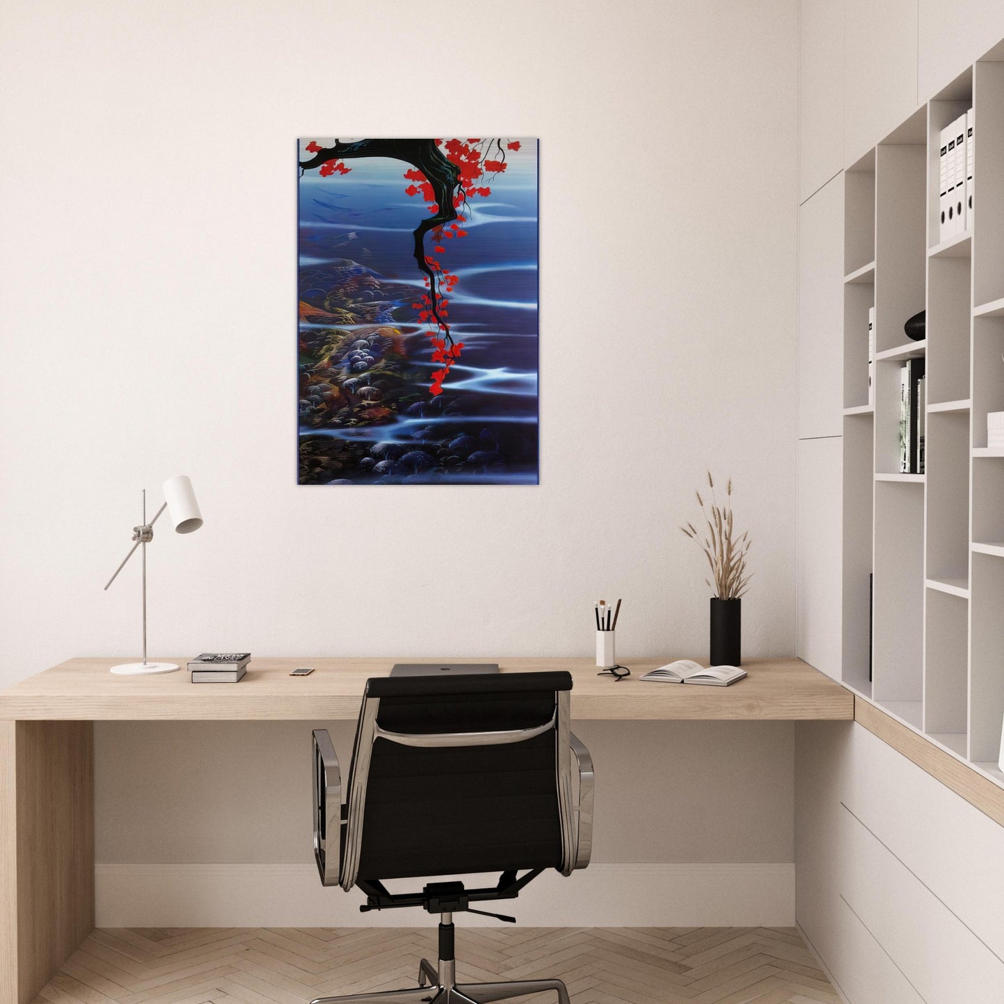Red Leaves - Eyvind Earle Brushed Aluminum Print - 70x100 cm / 28x40 inches | Eyvind Earle Aluminum Print | Eyvind Earle Prints