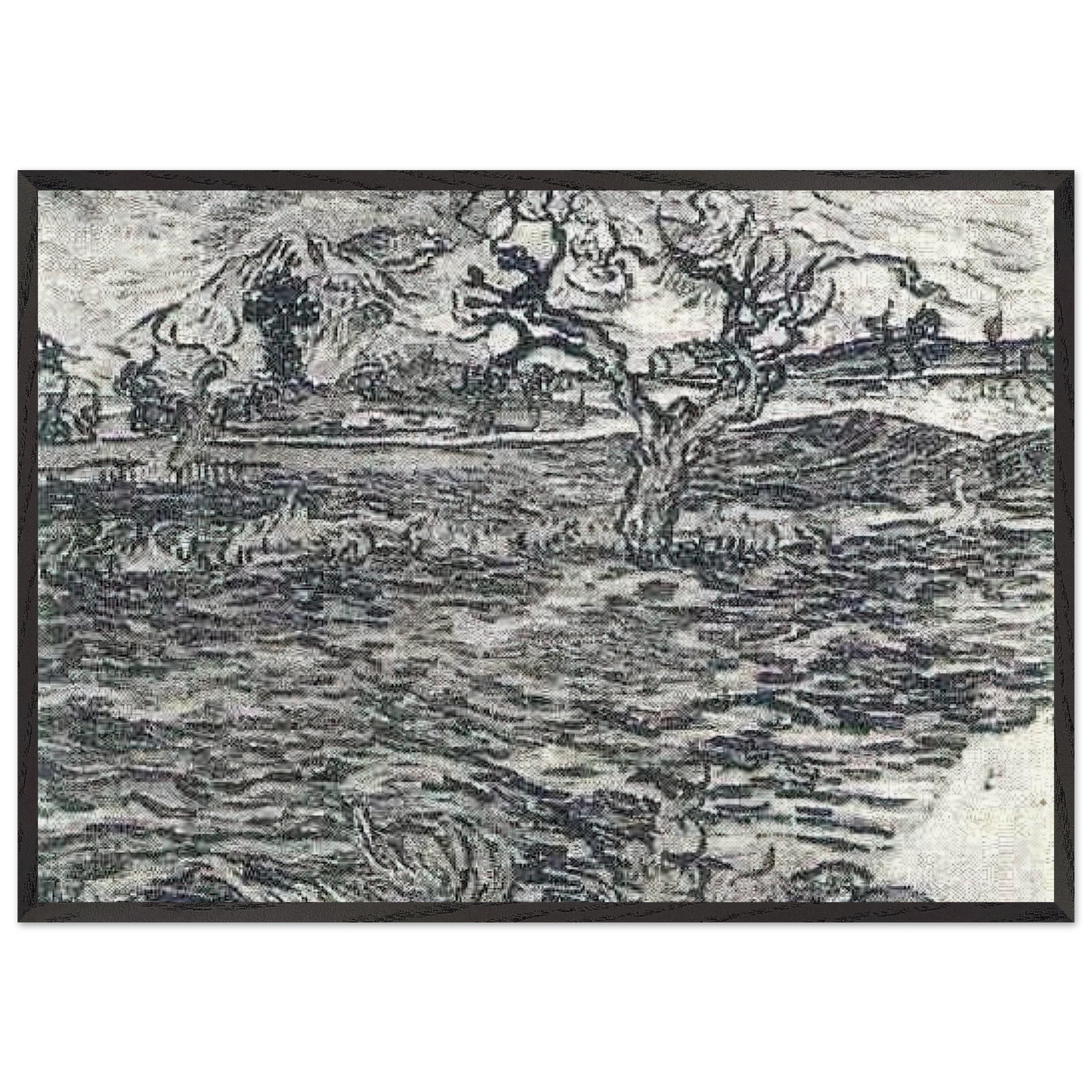 Landscape with Olive Tree and Mountains in the Background - Vincent van Gogh Framed Art Print – Black Wooden Frame - Default Title - -Framed Art Print