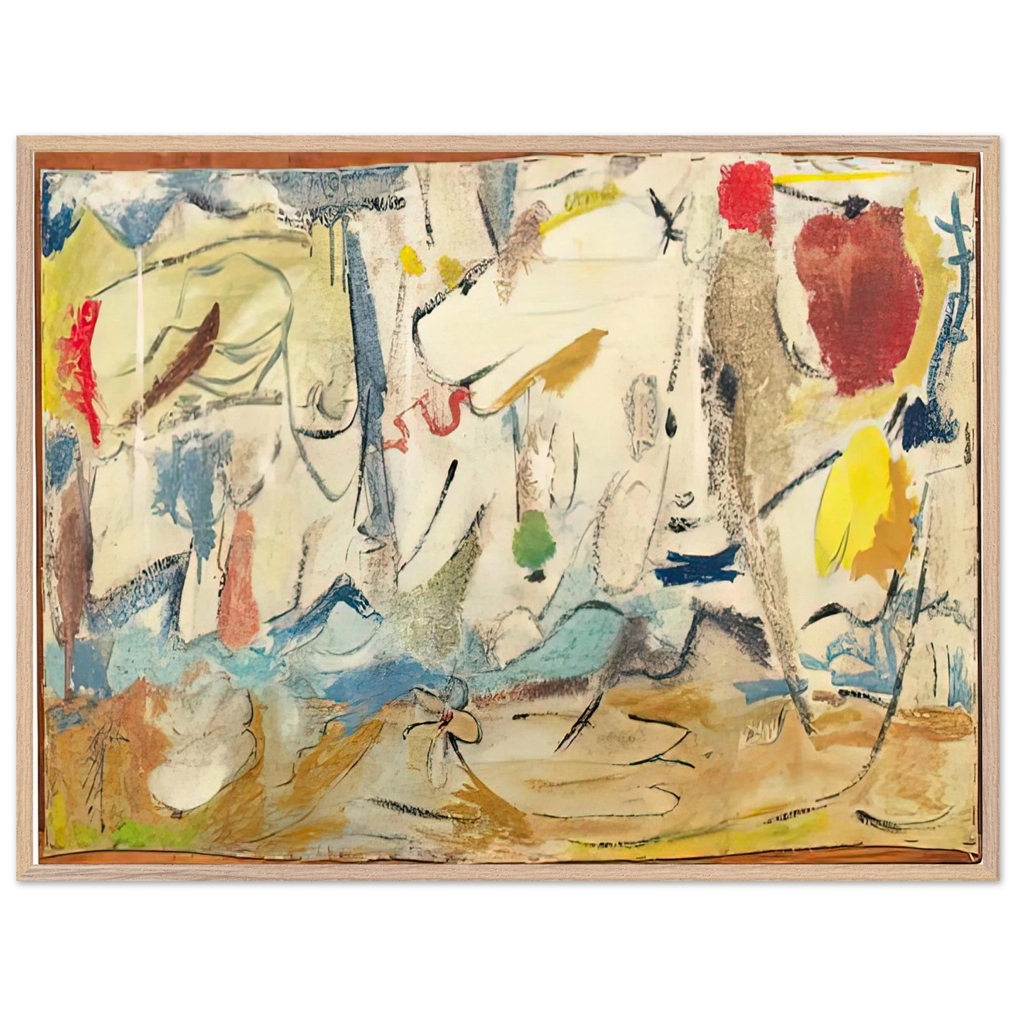 Helen Frankenthaler - Cloudscape, 1951- Wall Art - 60x80 cm / 24x32 inches - Premium Wooden Framed Poster With Fine Art Paper - White frame