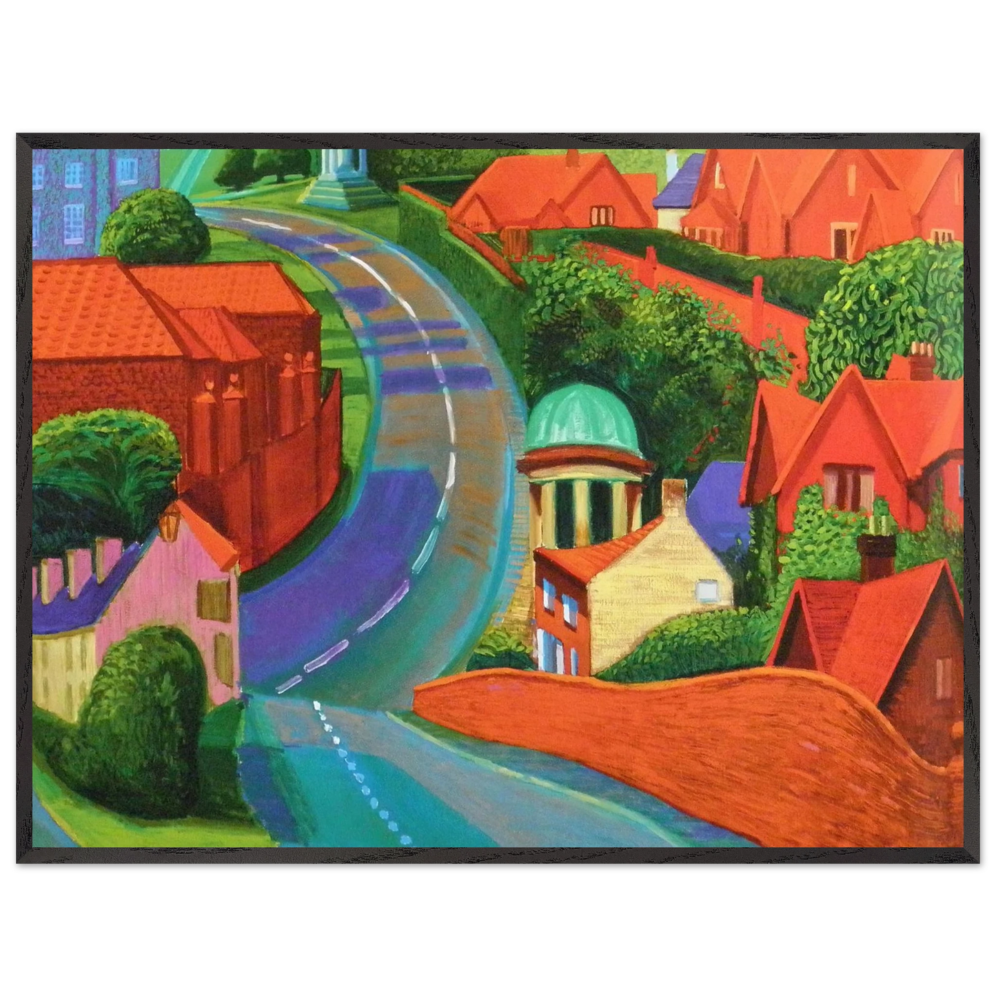 David Hockney - The Road to York Through Sledmere - 30x40 cm / 12x16 inches - Premium Wooden Framed Poster With Fine Art Paper-canvas - Wood frame
