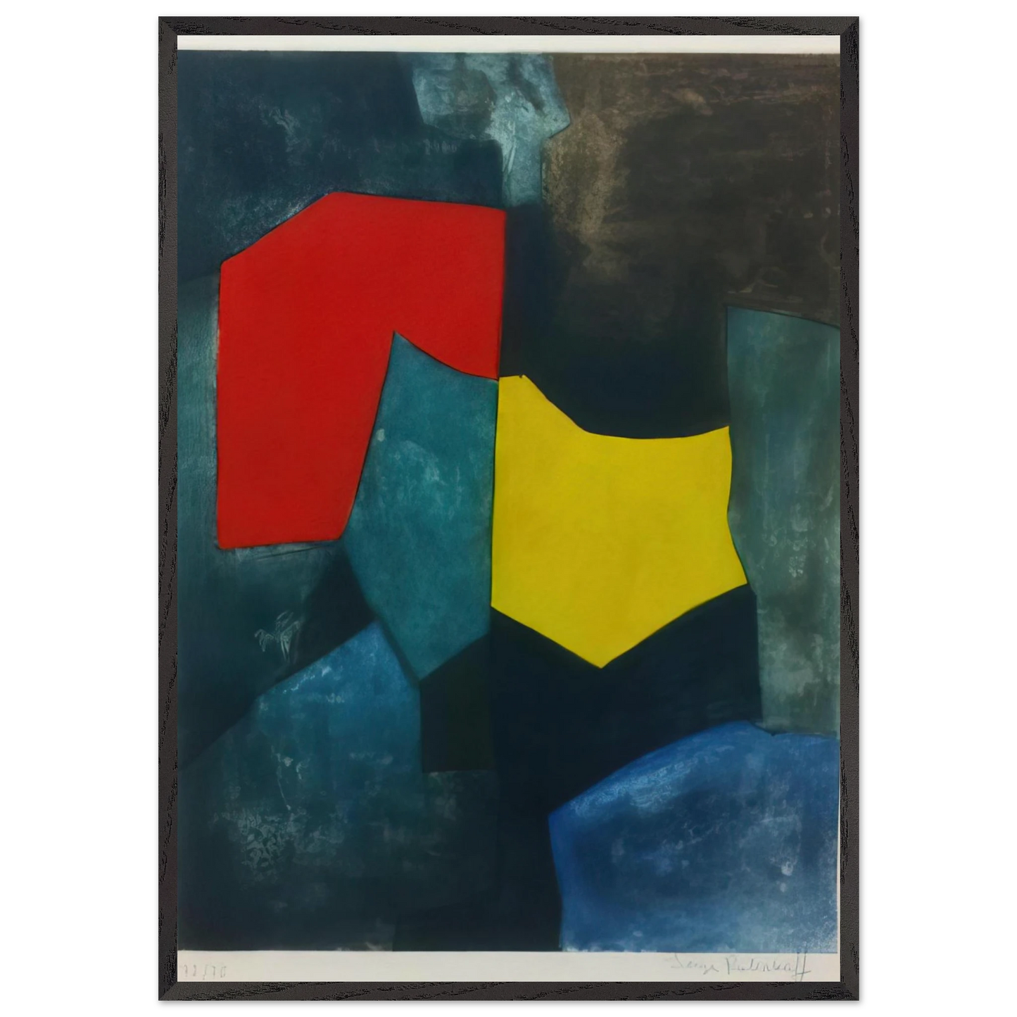 XVI - 1964 - Serge Poliakoff 70x100 cm / 28x40 inches Framed Art Print – Black Wooden Frame