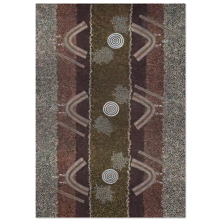 Ground and Body Designs Used in Ceremonies at Arranki on Mt Allan Station - 1982 - Clifford Possum Tjapaltjarri Brushed Aluminum Print - 70x100 cm / 28x40 inches | Clifford Possum Tjapaltjarri Aluminum Print | Clifford Possum Tjapaltjarri Prints