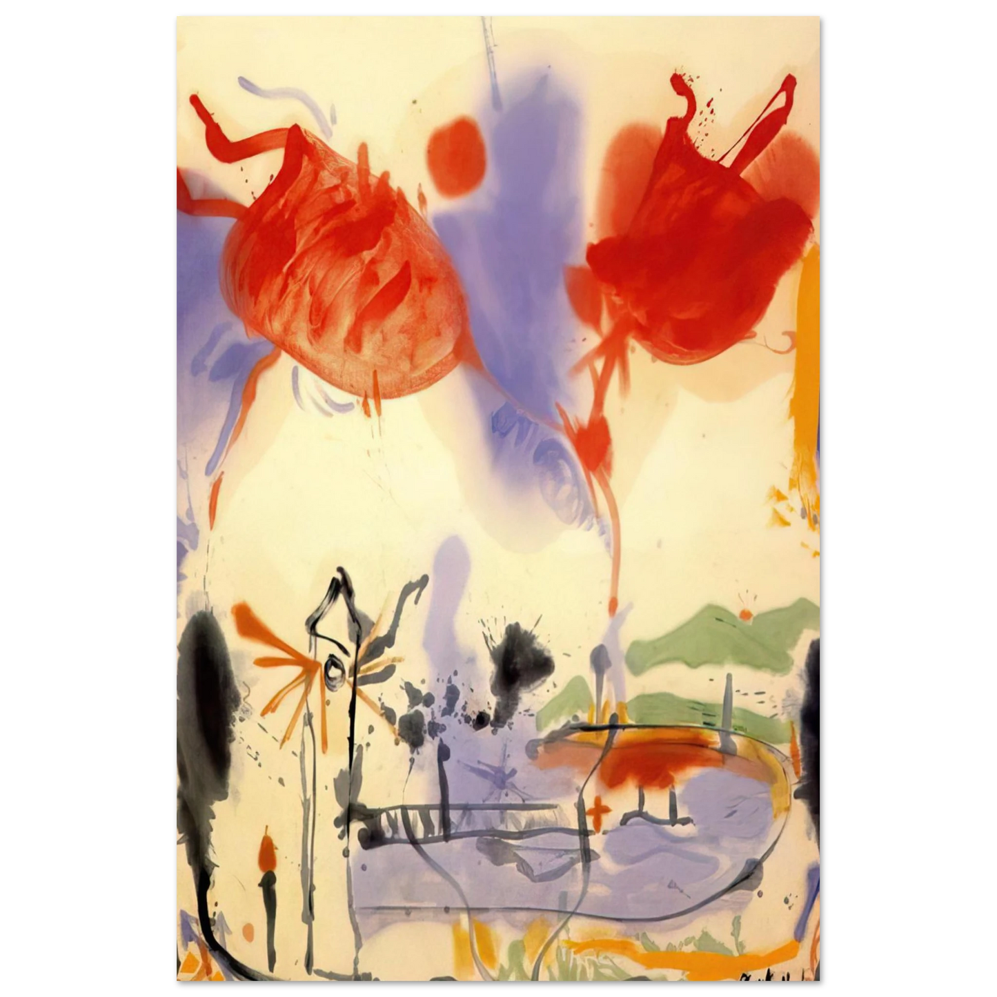 Helen Frankenthaler - Round Trip - 1957 Wall art - 15x20 cm / 6x8 inches - Premium Wooden Framed Poster With Fine Art Paper - White frame