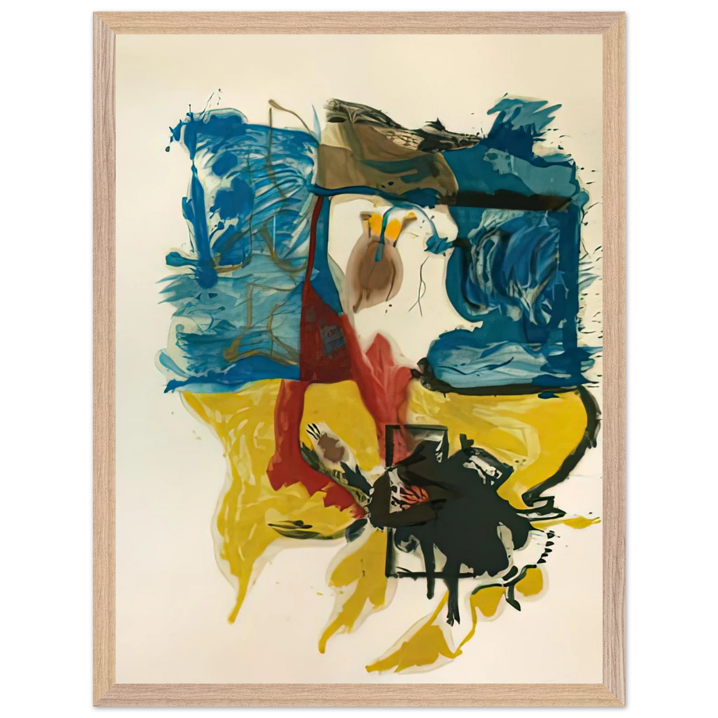 Helen Frankenthaler - Beach Scene, 1961- Wall Art - 60x80 cm / 24x32 inches - Premium Wooden Framed Poster With Fine Art Paper - White frame