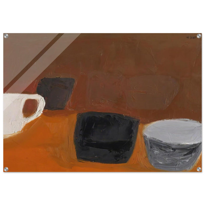 Still Life with White Mug - 1957 - William Scott Acrylic Print - 70x100 cm / 28x40″ inches | William Scott Wall Art | William Scott Prints