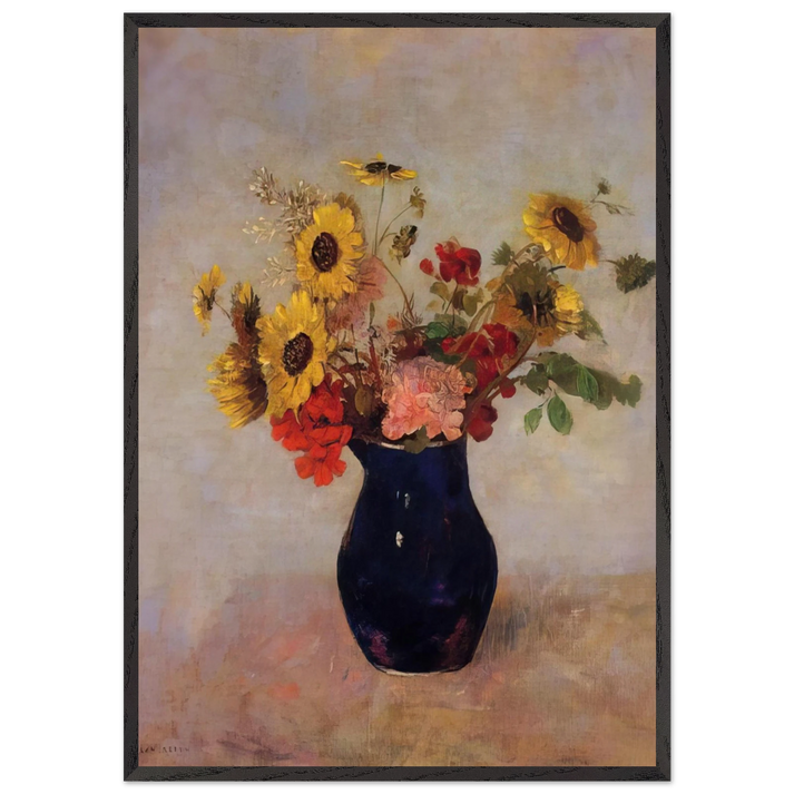 VASE OF FLOWERS N1 - Odilon Redon 70x100 cm / 28x40 inches Framed Art Print – Black Wooden Frame