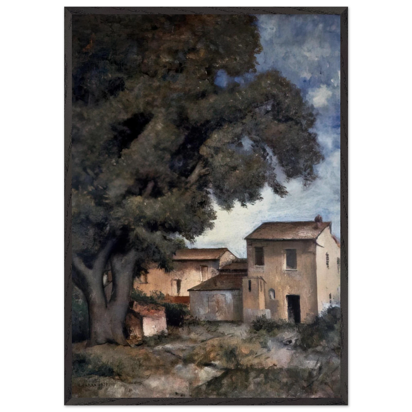 MERIGGIO 1927 - Carlo Carra Framed Art Print – Black Wooden Frame - Default Title - -Framed Art Print