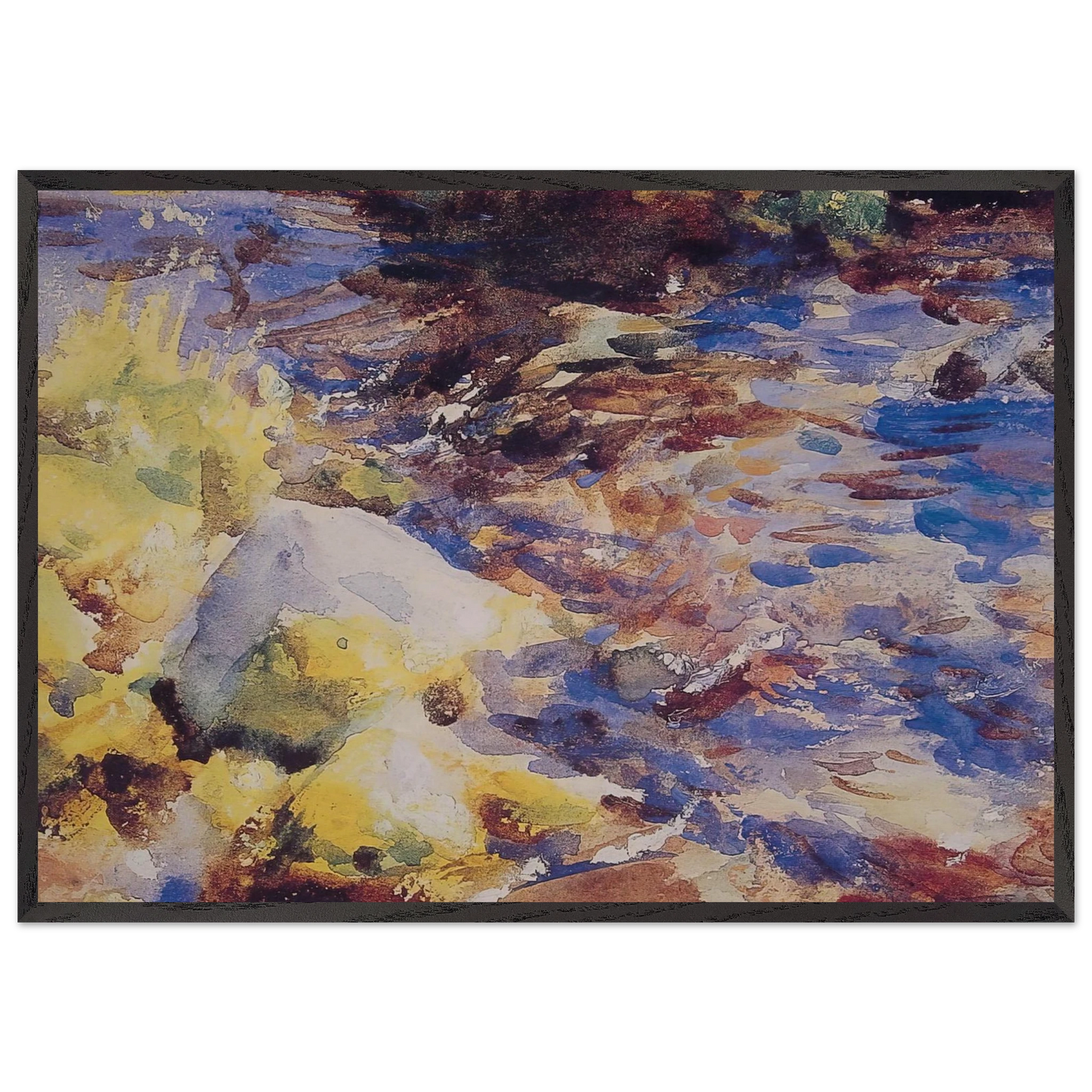 Reflections Rocks and Water - John Singer Sargent Framed Art Print – Black Wooden Frame - Default Title - -Framed Art Print