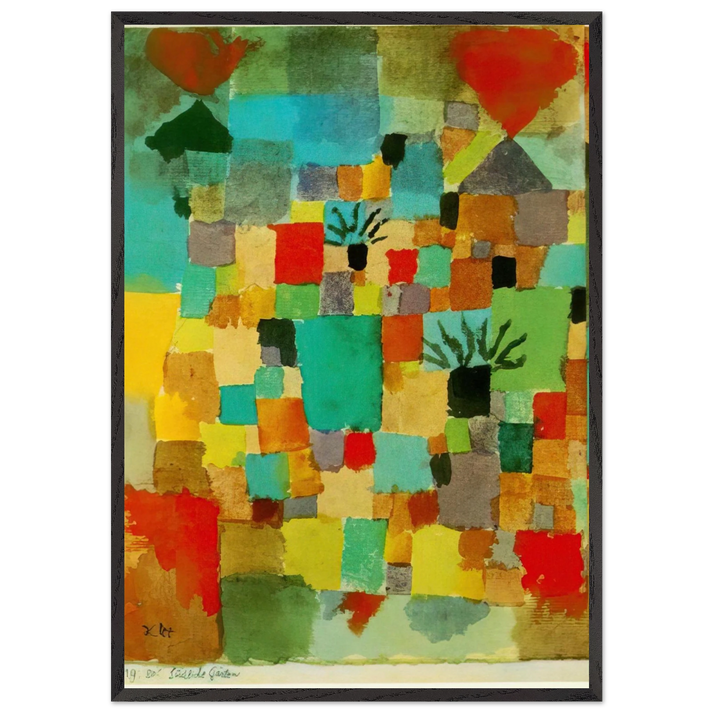 SOUTHERN TUNISIAN GARDENS 1919 - Paul Klee 70x100 cm / 28x40 inches Framed Art Print – Black Wooden Frame