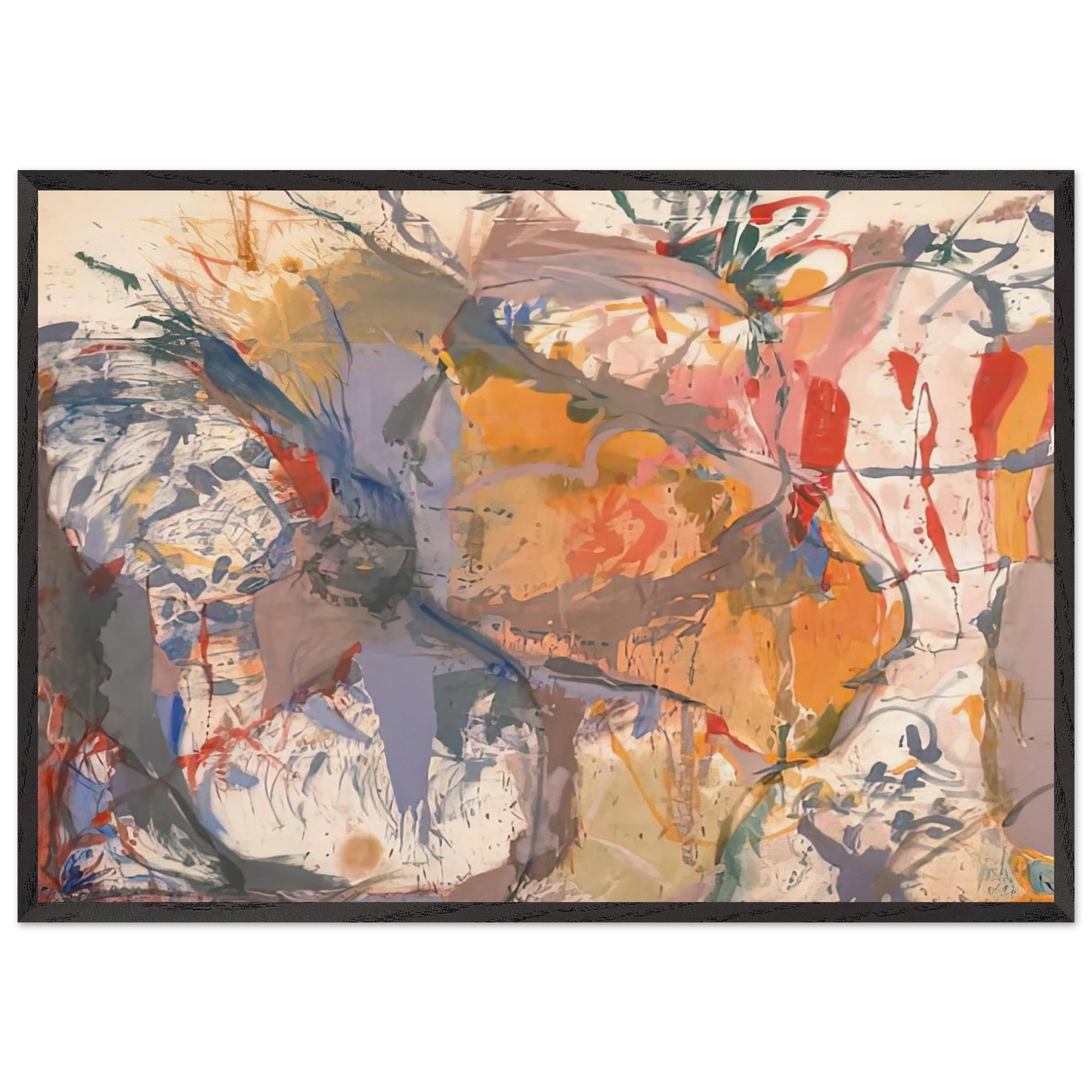 Before the Caves 1958- - Helen Frankenthaler 70x100 cm / 28x40 inches Framed Art Print – Black Wooden Frame