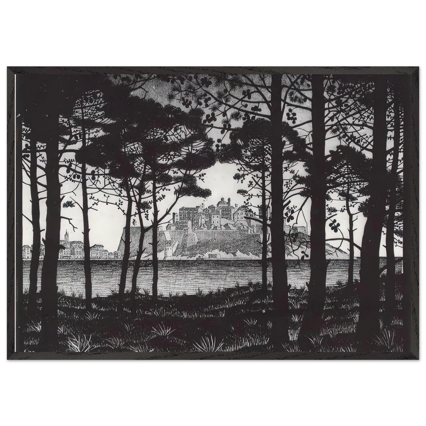 PINETA OF CALVI CORSICA - MC Escher Framed Art Print – Black Wooden Frame - Default Title - -Framed Art Print