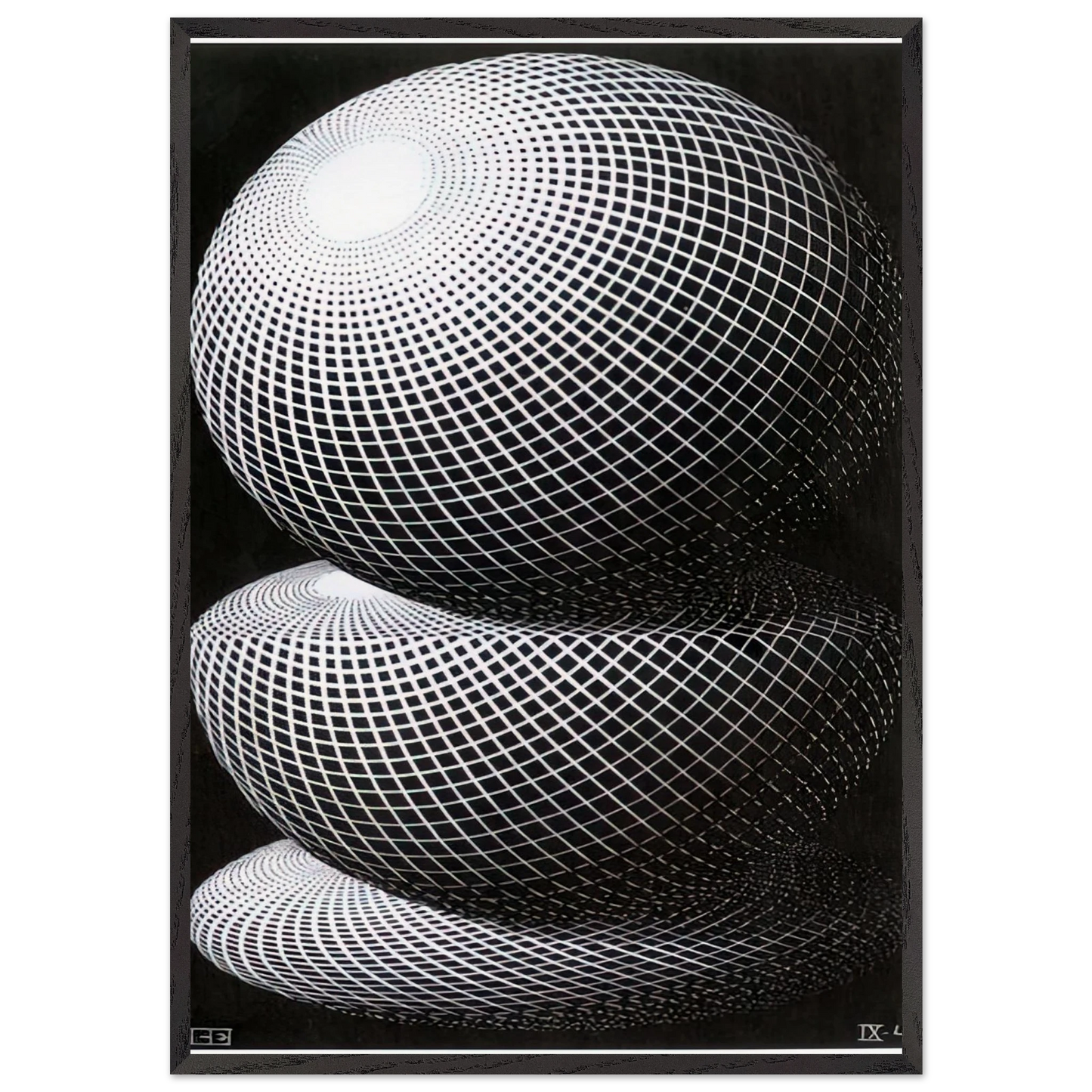 THREE SPHERES I SCHEME - MC Escher Framed Art Print – Black Wooden Frame - Default Title - -Framed Art Print