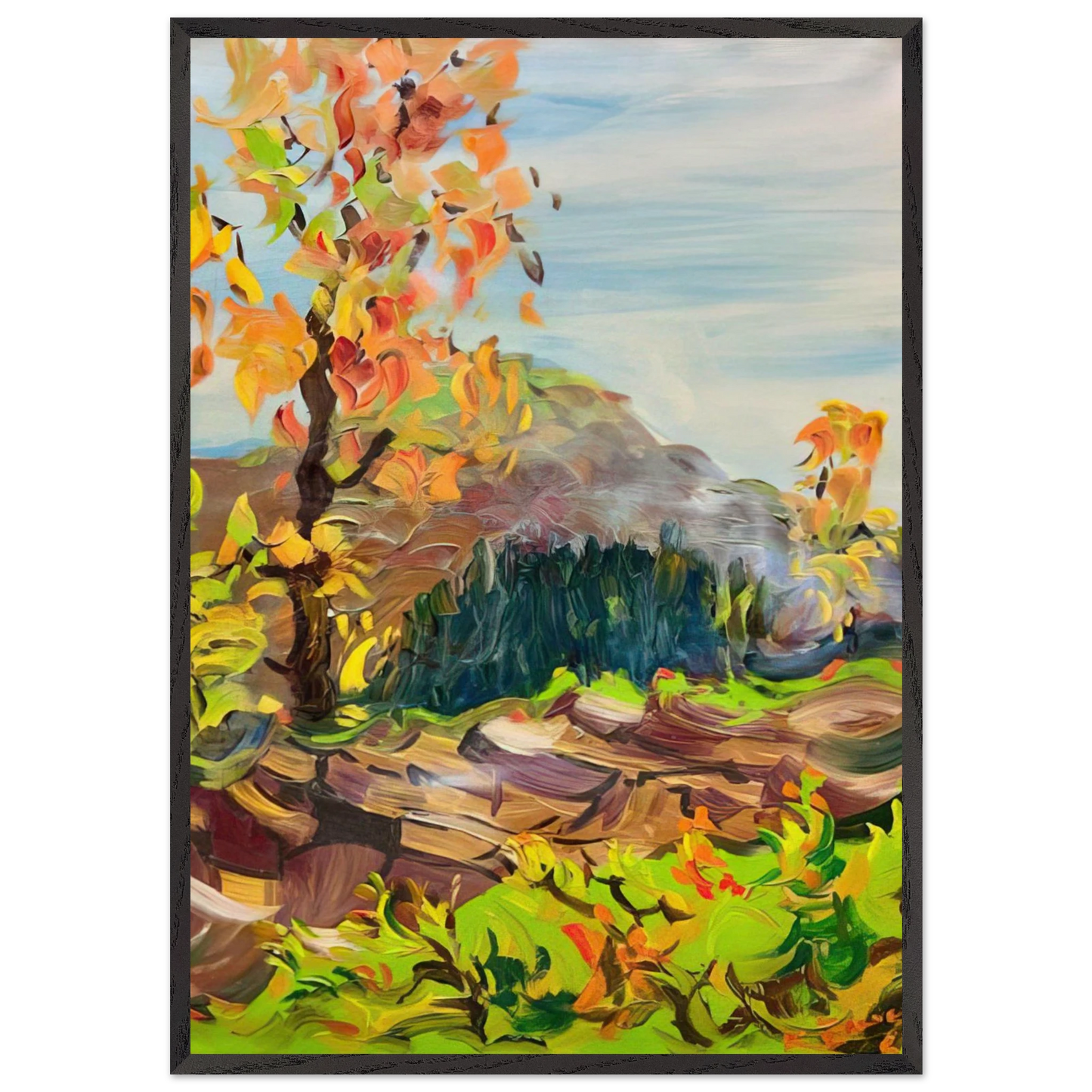 Milseburg in a Rohn Landscape - Konrad Zuse 70x100 cm / 28x40 inches Framed Art Print – Black Wooden Frame