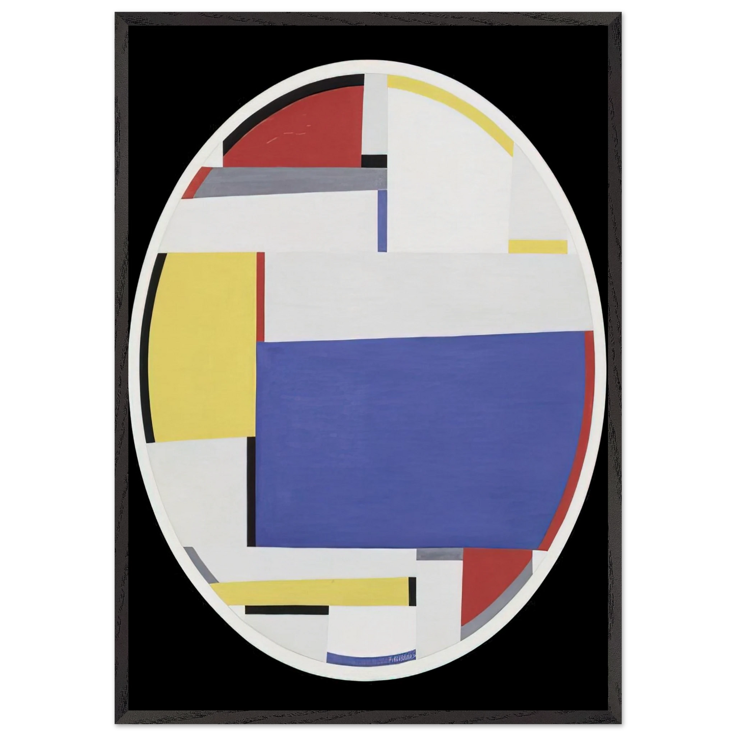 Relational Painting Tondo 40 - 1956 - Fritz Glarner Framed Art Print – Black Wooden Frame - Default Title - -Framed Art Print