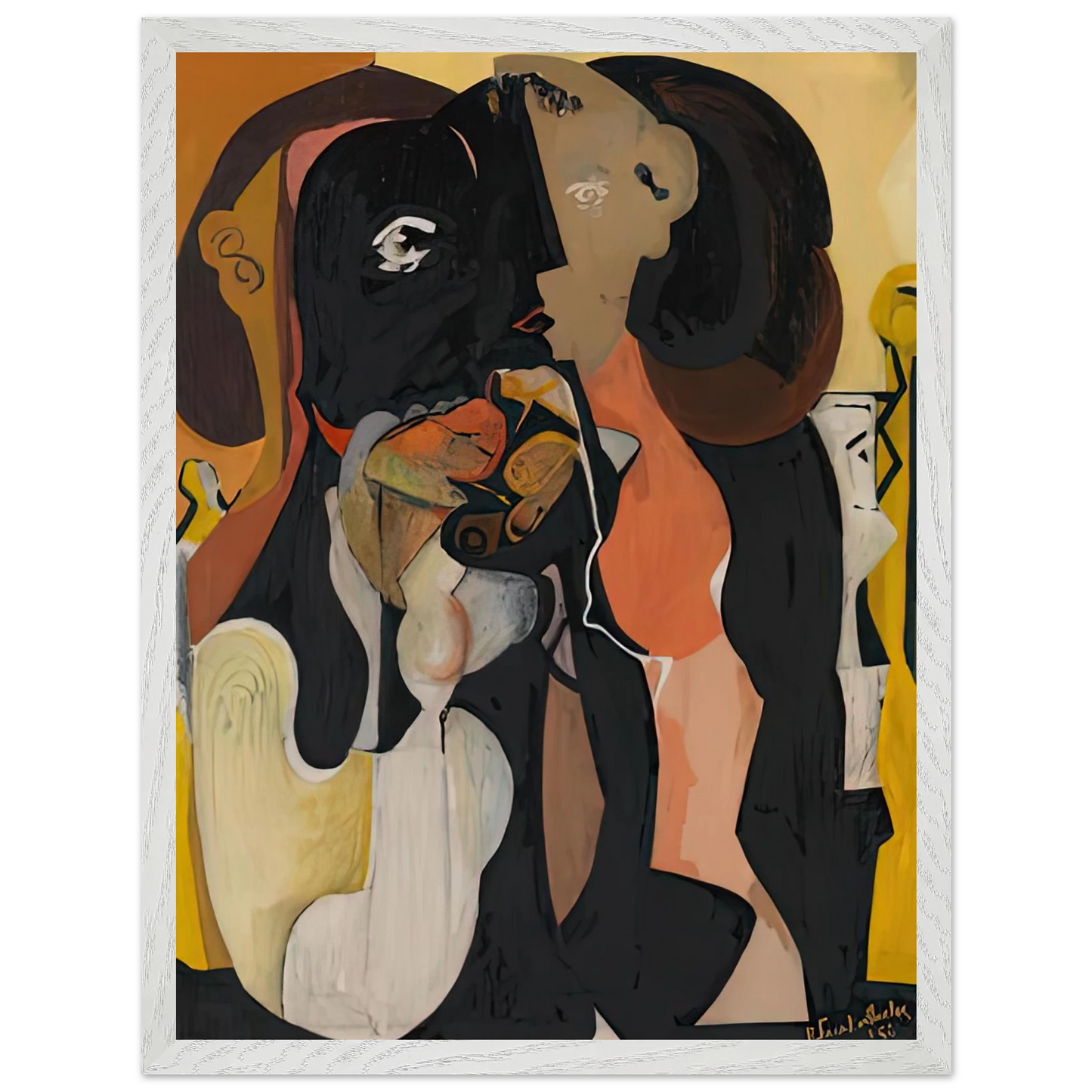 Helen Frankenthaler - Woman, 1950- Wall Art - 60x80 cm / 24x32 inches - Premium Wooden Framed Poster With Fine Art Paper - White frame