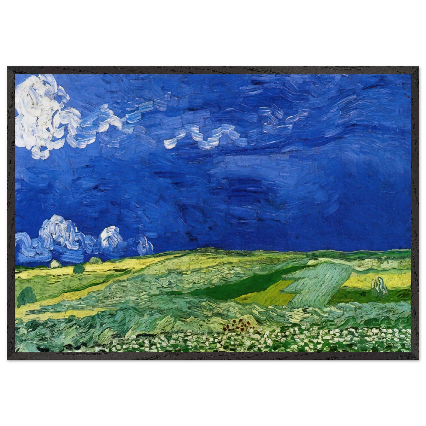 Wheatfields under Thunderclouds - Vincent van Gogh Framed Art Print – Black Wooden Frame - Default Title - -Framed Art Print