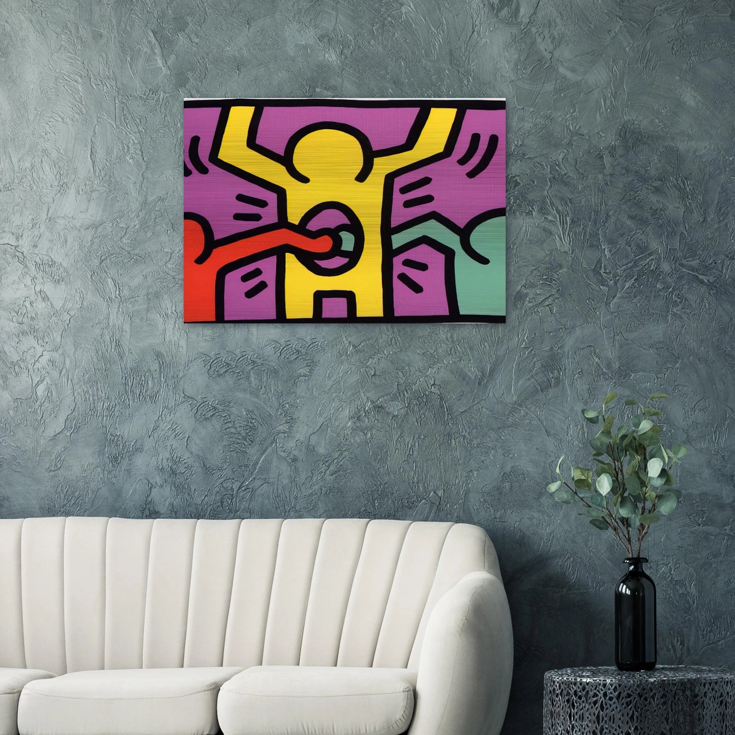 POP SHOP 1 1987 - Keith Haring Brushed Aluminum Print - 70x100 cm / 28x40 inches | Keith Haring Aluminum Print | Keith Haring Prints