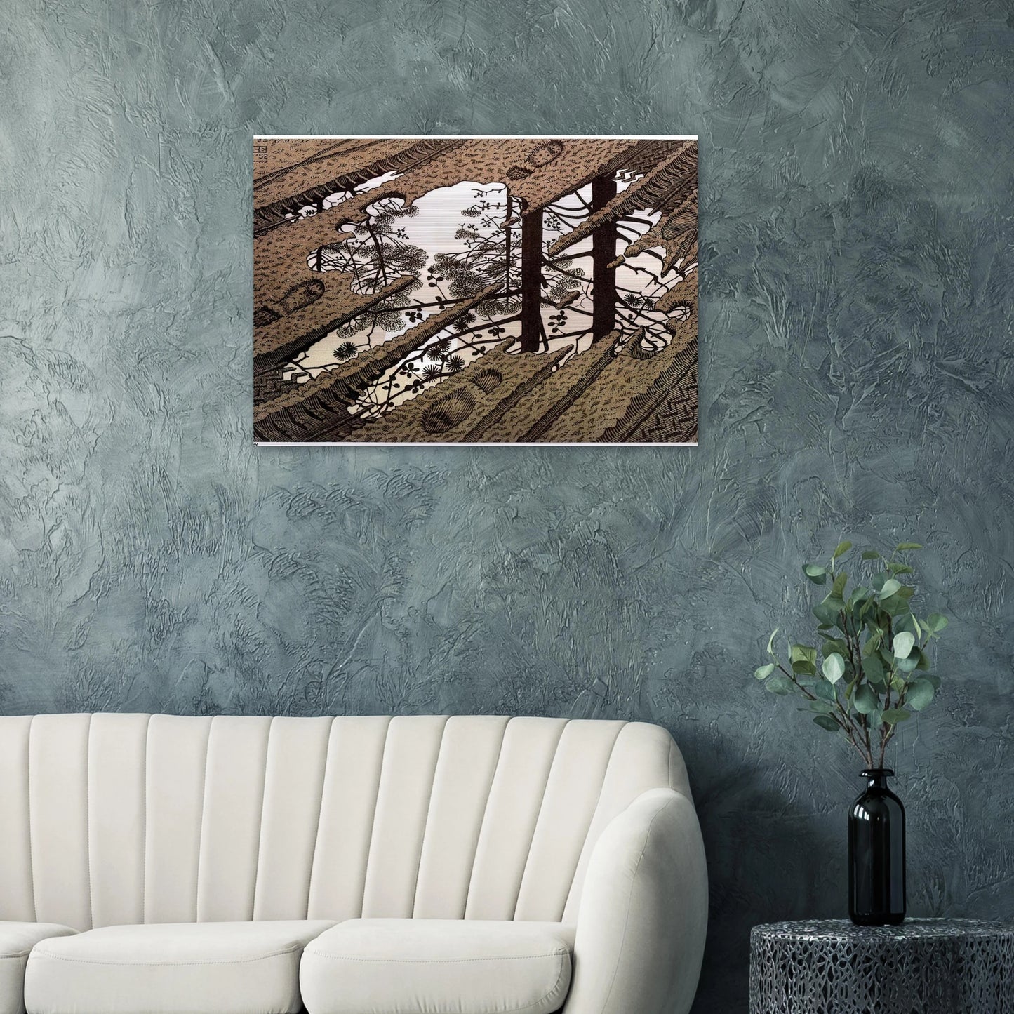 PUDDLE - MC Escher Brushed Aluminum Print - 70x100 cm / 28x40 inches | MC Escher Aluminum Print | MC Escher Prints