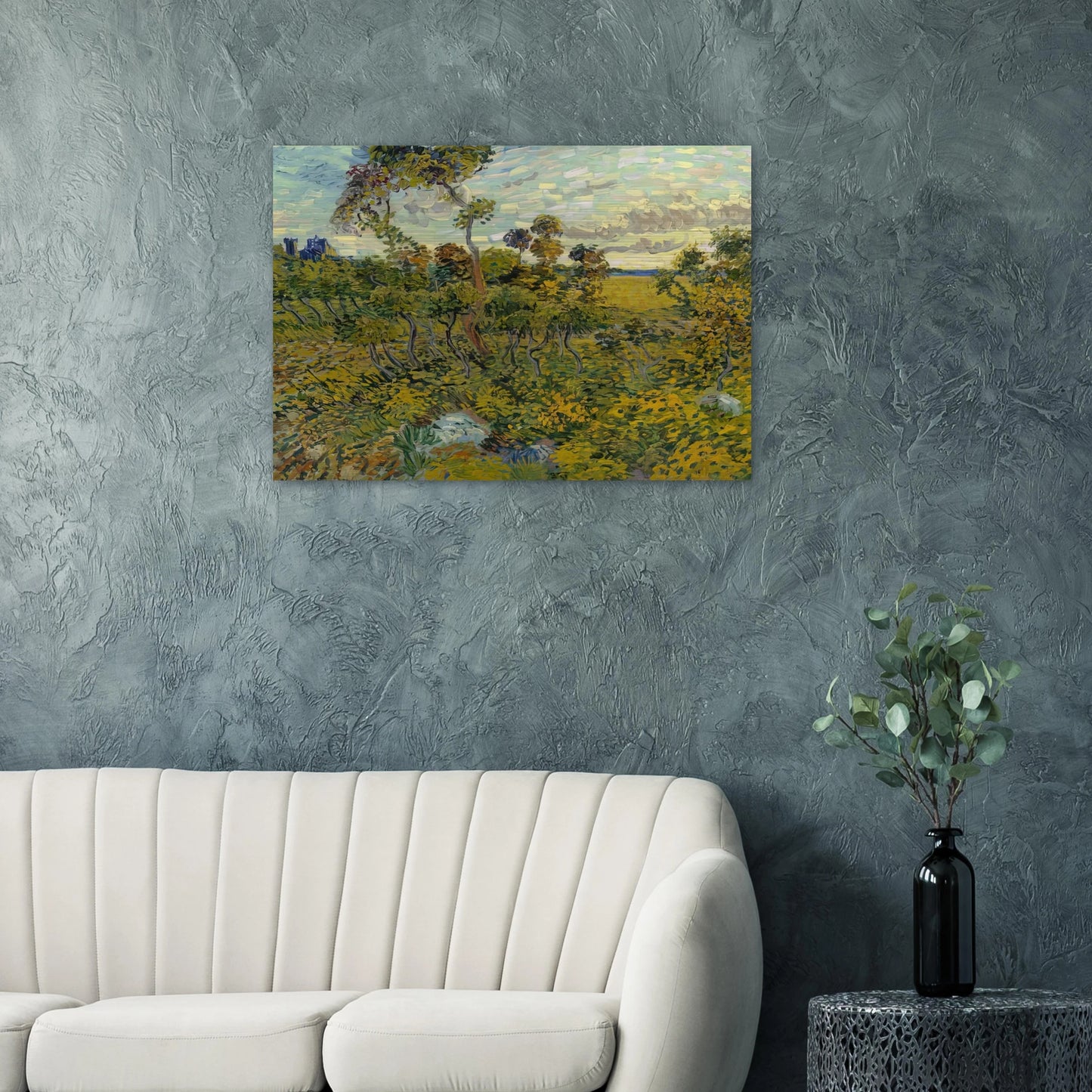 Sunset at Montmajour - Vincent van Gogh Brushed Aluminum Print - 70x100 cm / 28x40 inches | Vincent van Gogh Aluminum Print | Vincent van Gogh Prints