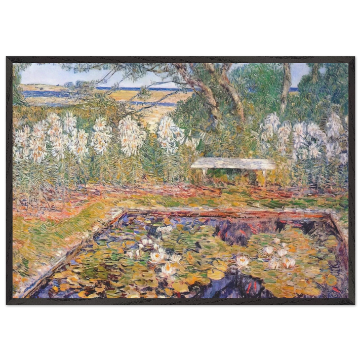 A long island garden - Childe Hassam 70x100 cm / 28x40 inches Framed Art Print – Black Wooden Frame