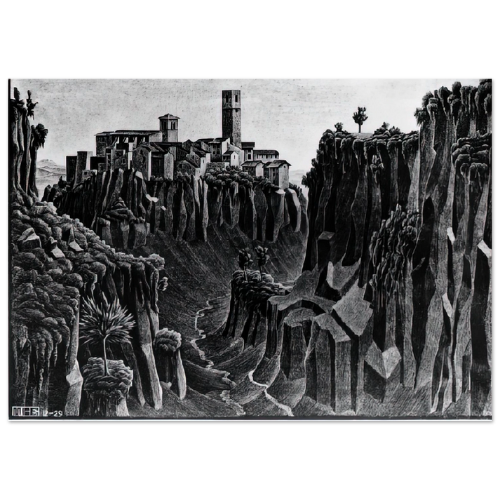 MC Escher - CIMINO BARBARANO Wall Art - 30x40 cm / 12x16 inches - Fine Art Poster - -