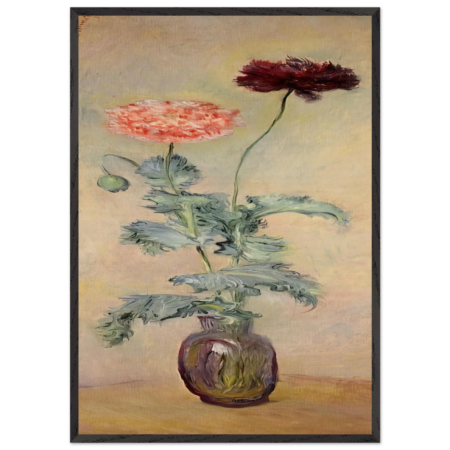 Red and Pink Poppies - claude monet Framed Art Print – Black Wooden Frame - Default Title - -Framed Art Print