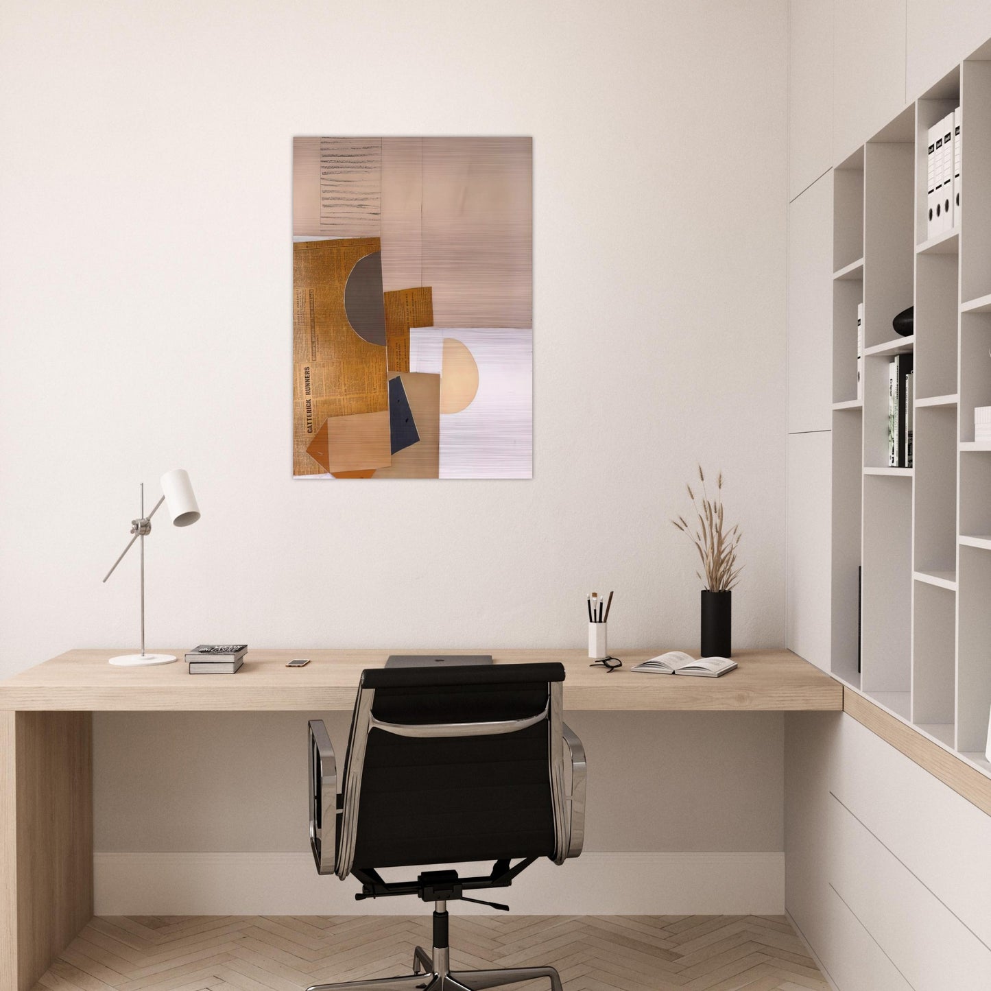 ABSTRACT IN WHITE GREY AND OCHRE 1949 - Victor Pasmore Brushed Aluminum Print - 70x100 cm / 28x40 inches | Victor Pasmore Aluminum Print | Victor Pasmore Prints