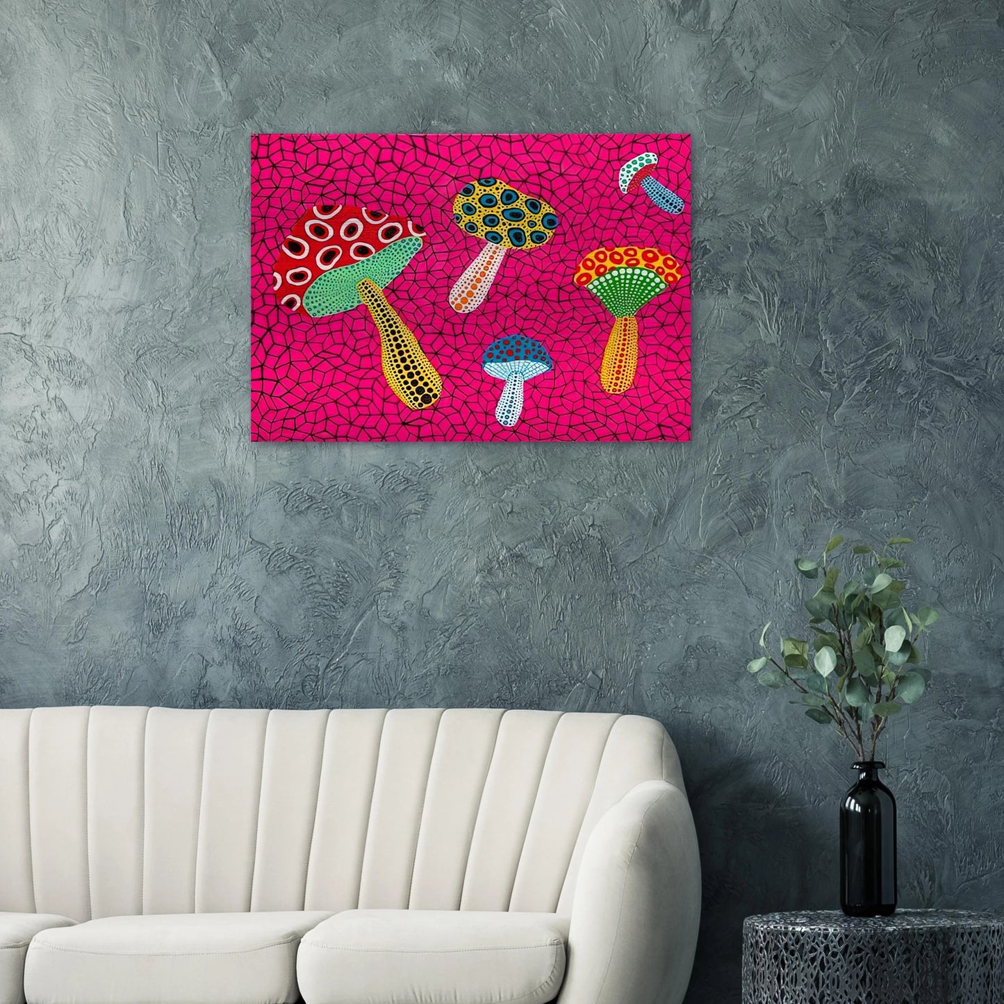 MUSHROOMS 1995 - Yayoi Kusama Brushed Aluminum Print - 70x100 cm / 28x40 inches | Yayoi Kusama Aluminum Print | Yayoi Kusama Prints