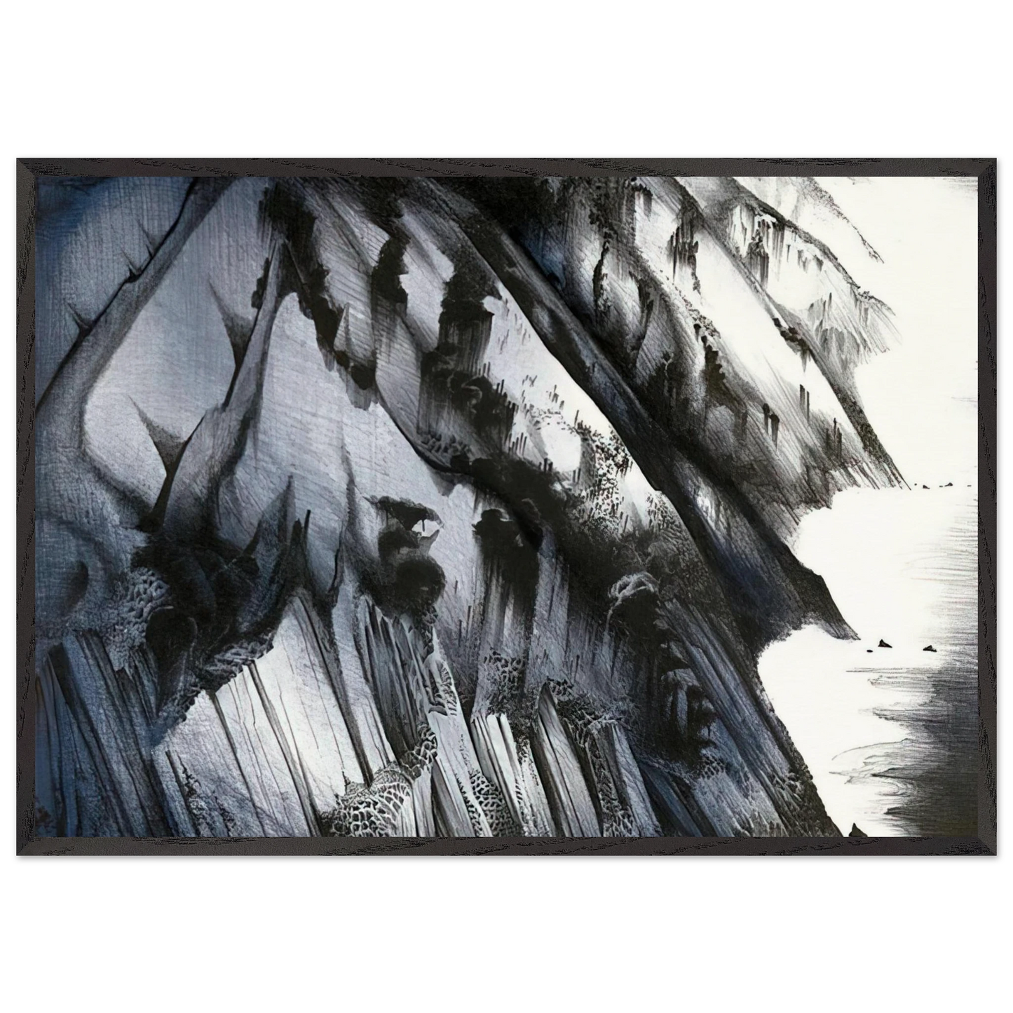Cliffs of Darkness - Eyvind Earle 70x100 cm / 28x40 inches Framed Art Print – Black Wooden Frame