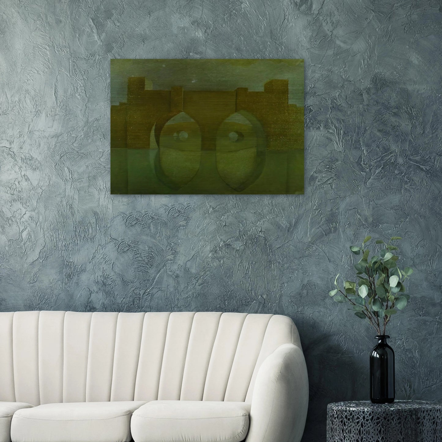 UNTITLED BRIDGE WITH REFLECTIONS SKETCH FOR A DUAL IMAGE PICTURE UNFINISHED - Salvador Dali Brushed Aluminum Print - 70x100 cm / 28x40 inches | Salvador Dali Aluminum Print | Salvador Dali Prints