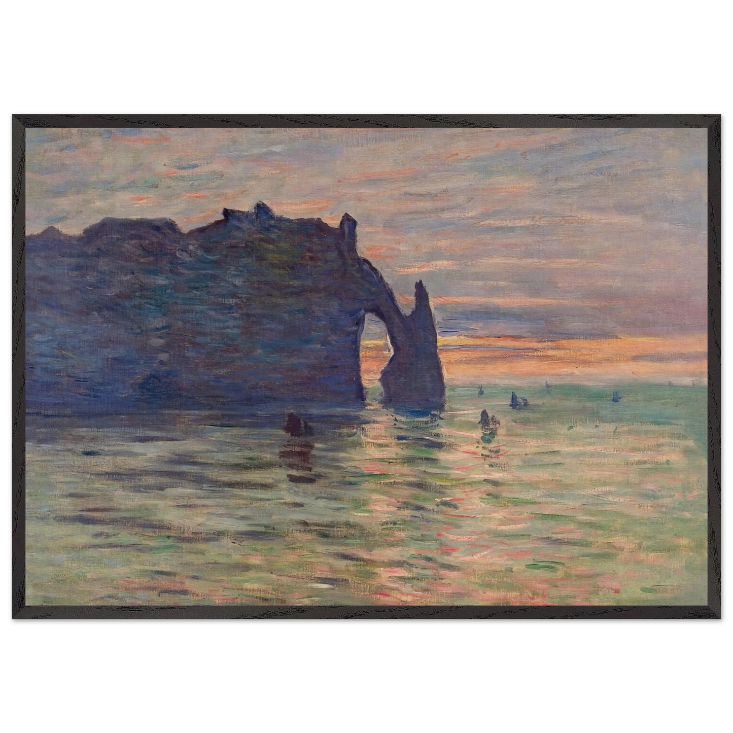 Etretat Sunset - claude monet Framed Art Print – Black Wooden Frame - Default Title - -Framed Art Print