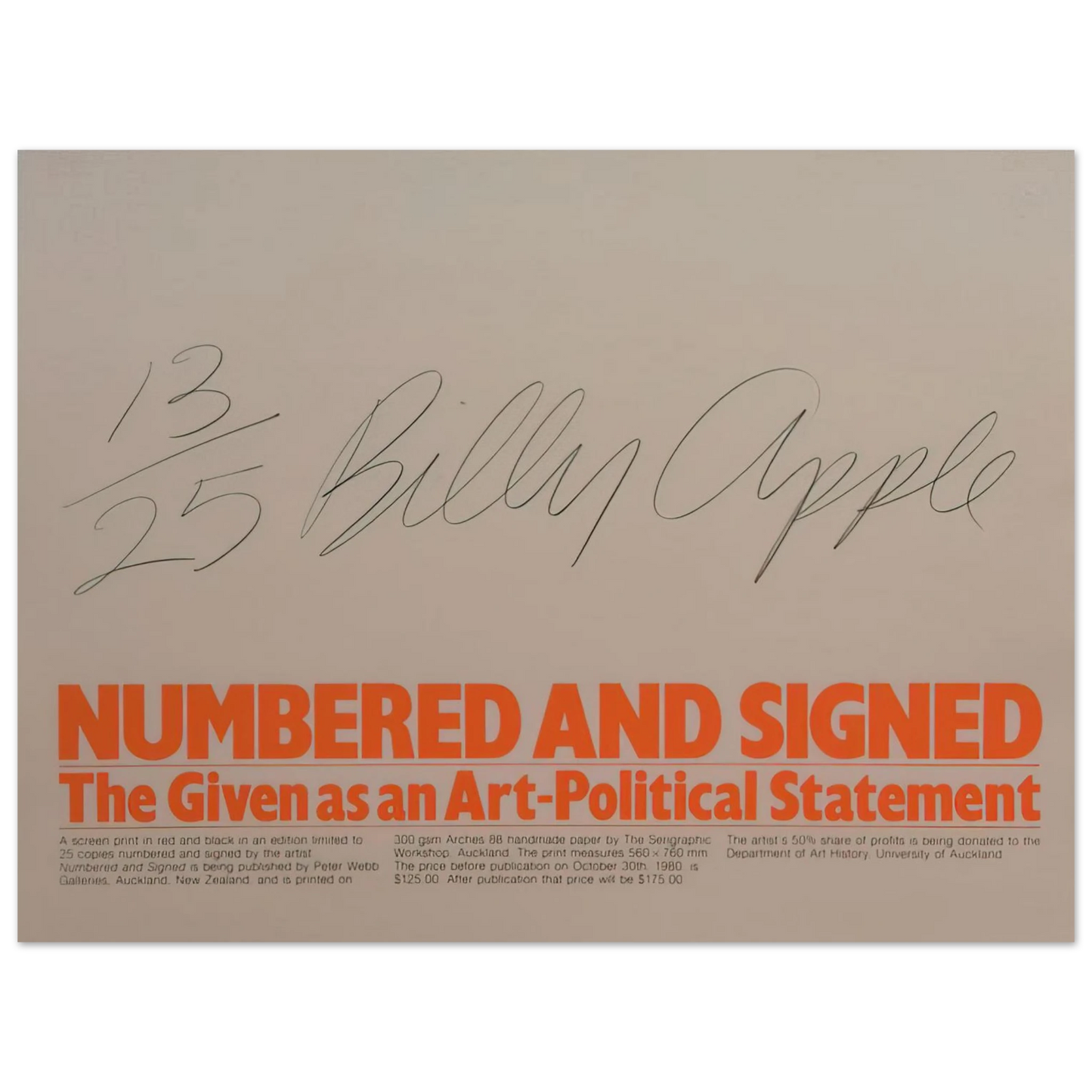 Billy Apple - Numbered and Signed - 1980 Fine Art Poster - Default Title