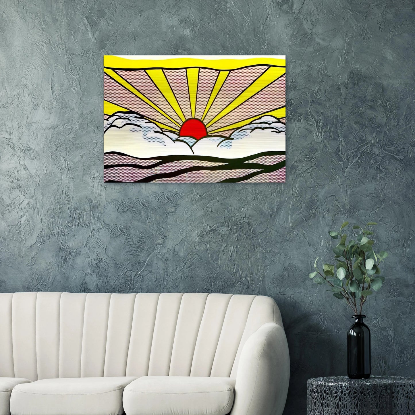 SUNRISE 1965 - Roy Lichtenstein Brushed Aluminum Print - 70x100 cm / 28x40 inches | Roy Lichtenstein Aluminum Print | Roy Lichtenstein Prints