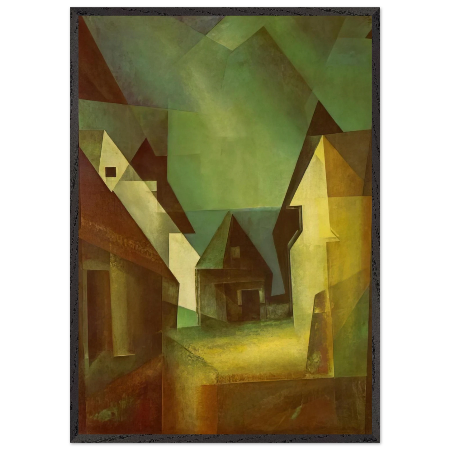 GABERNDORF II 1924 - Lyonel Feininger 70x100 cm / 28x40 inches Framed Art Print – Black Wooden Frame