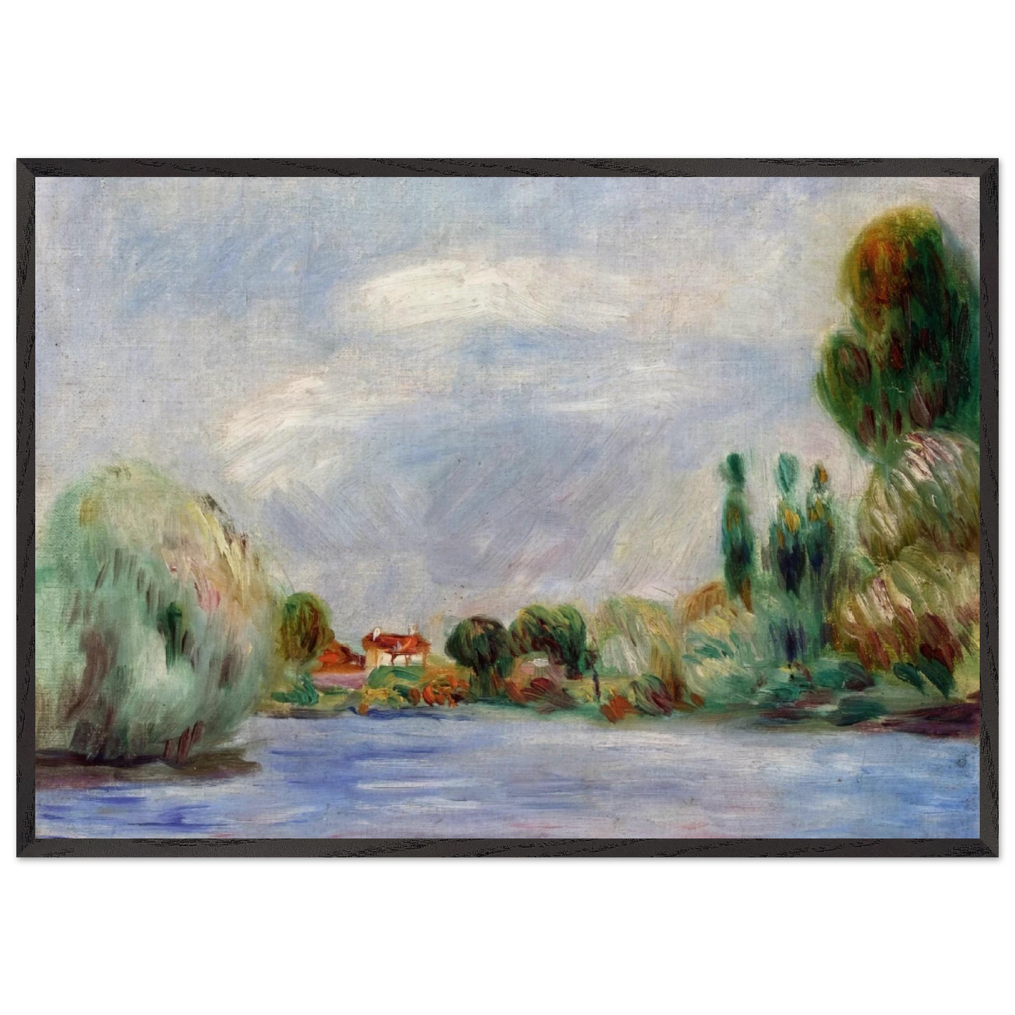 House on the River - Pierre-Auguste Renoir 70x100 cm / 28x40 inches Framed Art Print – Black Wooden Frame
