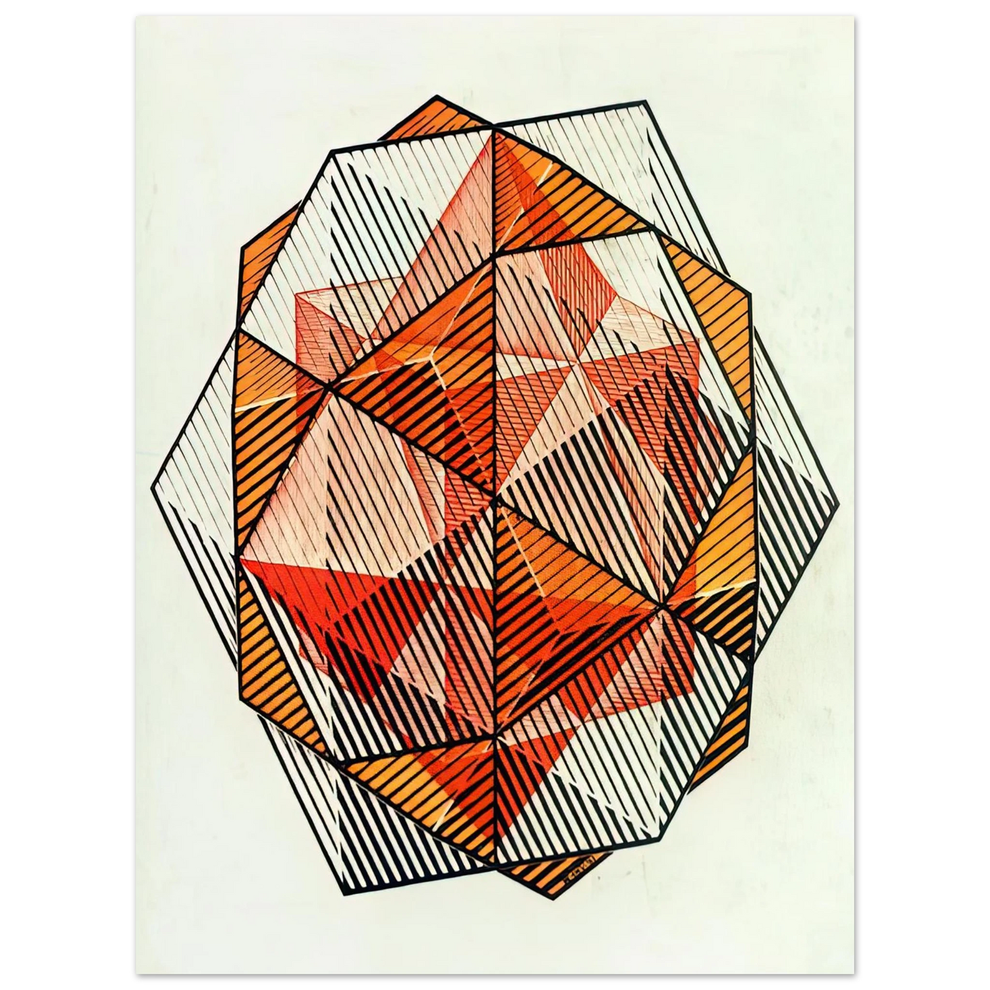 MC Escher - FOUR REGULAR SOLIDS Wall Art - 60x80 cm / 24x32 inches - Premium Wooden Framed Poster With Fine Art Paper-canvas - Wood frame