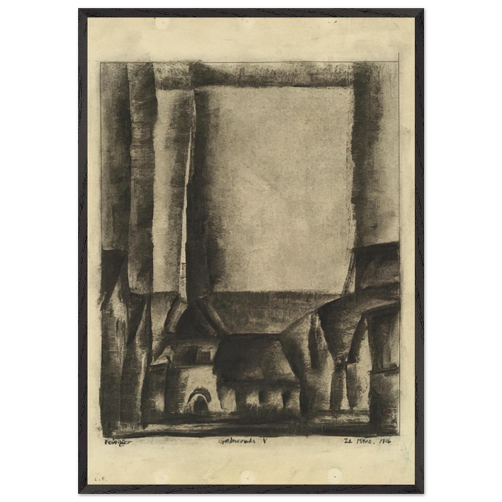 GELMERODA V 1916 - Lyonel Feininger 70x100 cm / 28x40 inches Framed Art Print – Black Wooden Frame