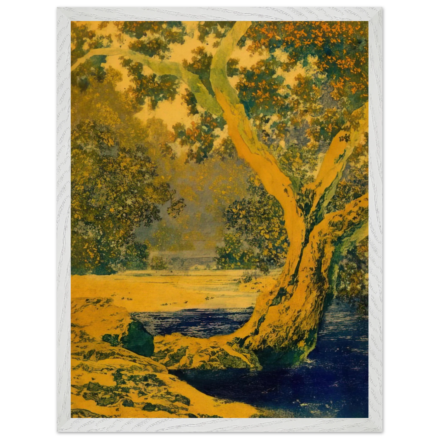 Maxfield Parrish - Study for Autumn Brook Wall Art - 30x40 cm / 12x16 inches - Premium Wooden Framed Poster With Fine Art Paper - Wood frame