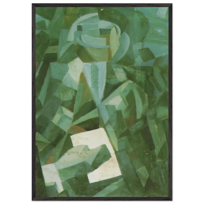 CUBIST COMPOSITION PORTRAIT OF A SEATED PERSON HOLDING A LETTER - Salvador Dali 70x100 cm / 28x40 inches Framed Art Print – Black Wooden Frame