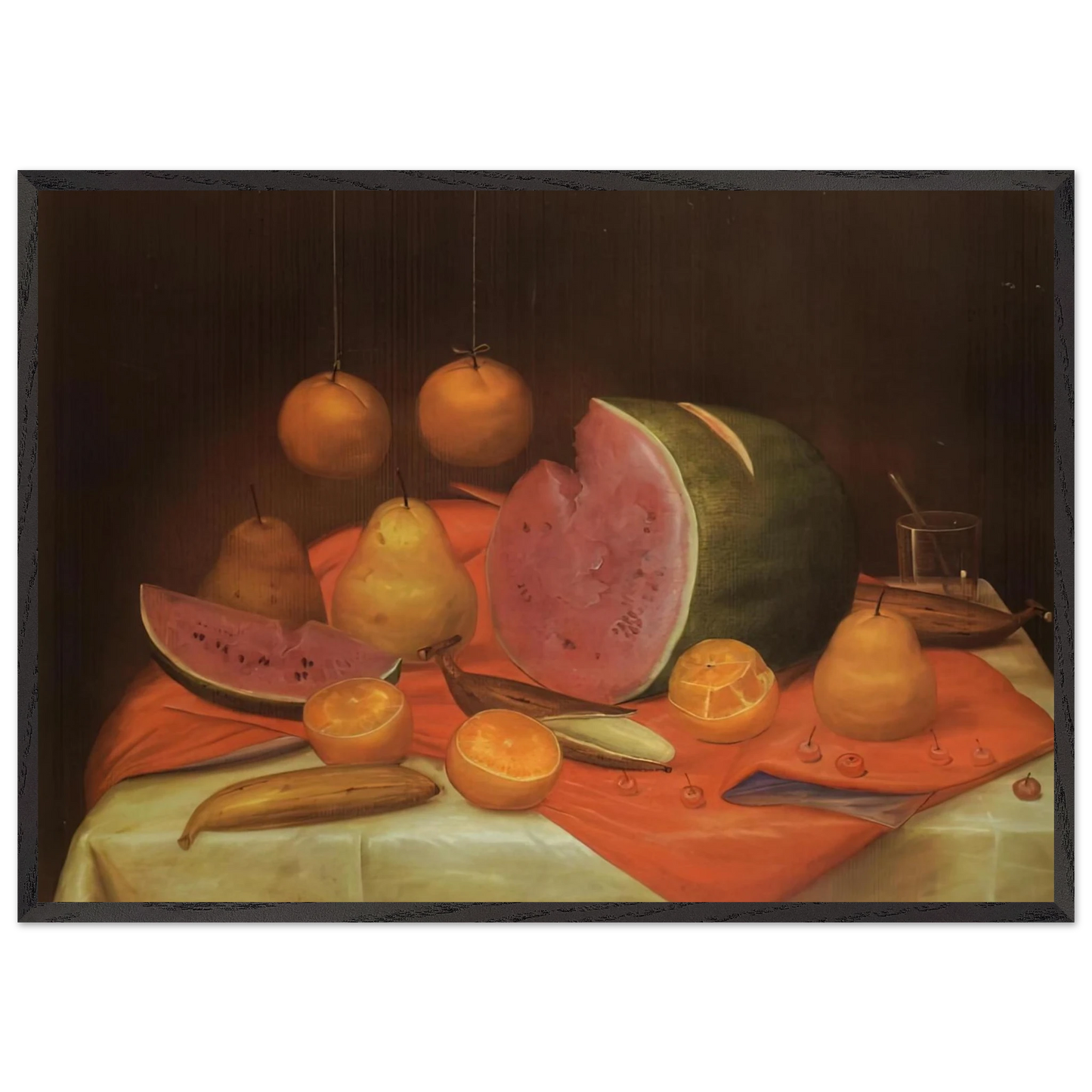 STILL LIFE WITH WATERMELON - Fernando Botero Framed Art Print – Black Wooden Frame - Default Title - -Framed Art Print