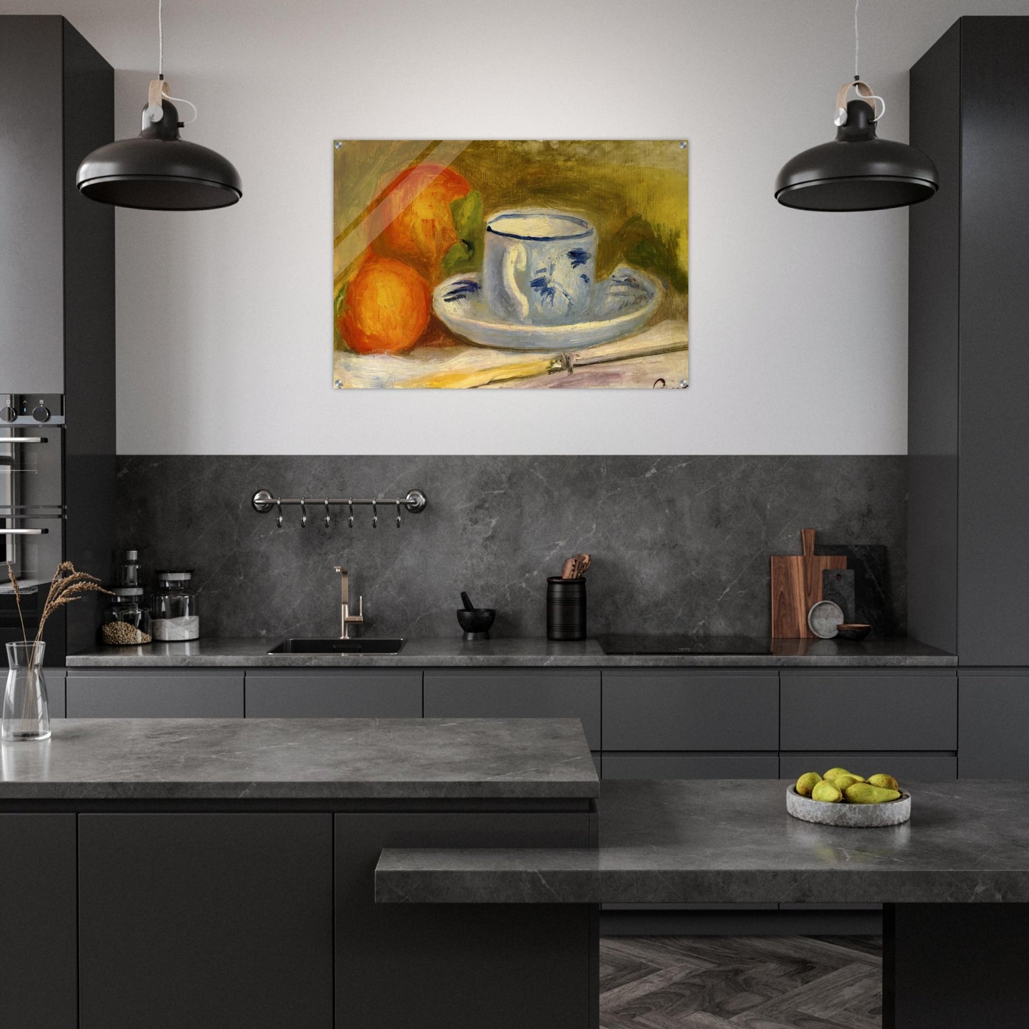 Cup and Oranges - Pierre-Auguste Renoir Acrylic Print - 70x100 cm / 28x40″ inches