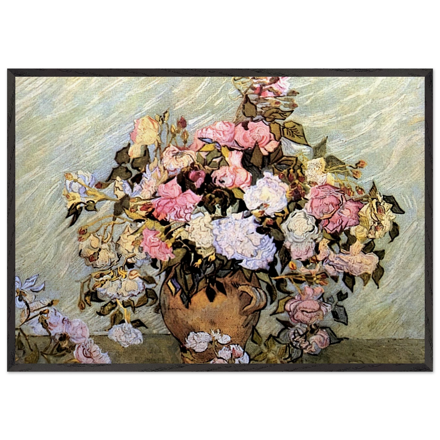 Still Life Vase with Roses - Vincent van Gogh Framed Art Print – Black Wooden Frame - Default Title - -Framed Art Print
