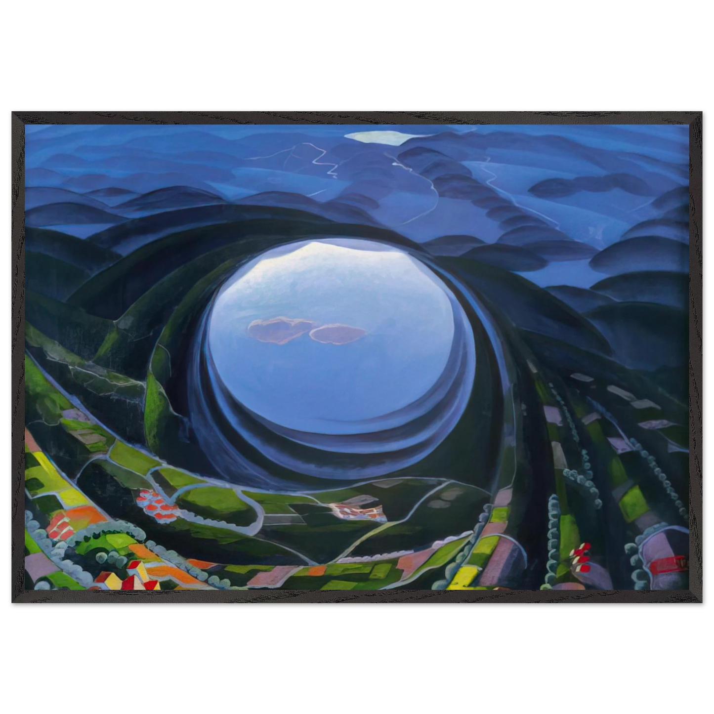 Primavera Umbria - 1923 - Gerardo Dottori 70x100 cm / 28x40 inches Framed Art Print – Black Wooden Frame