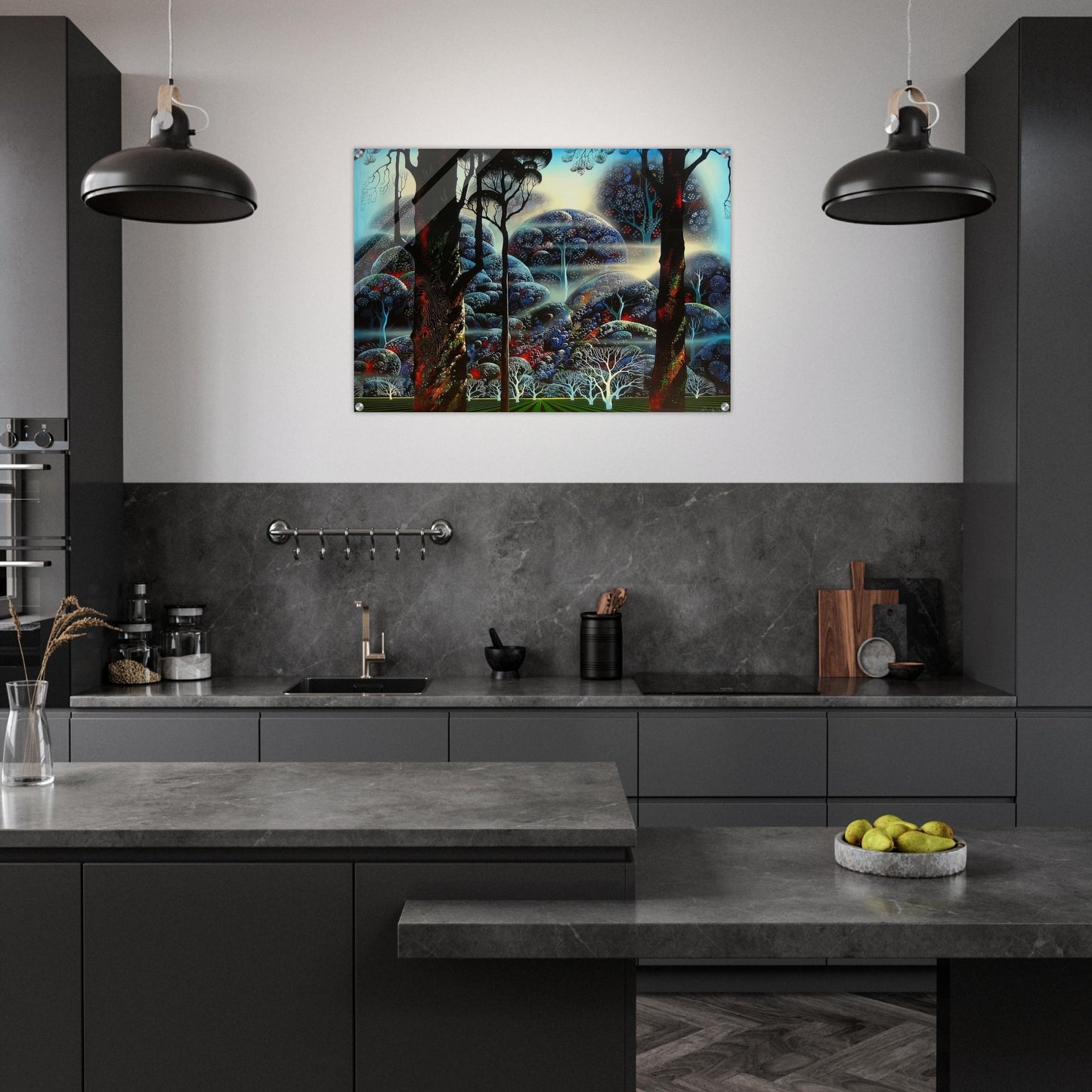 Mist in the Dark Woods - Eyvind Earle Acrylic Print - 70x100 cm / 28x40″ inches | Eyvind Earle Wall Art | Eyvind Earle Prints