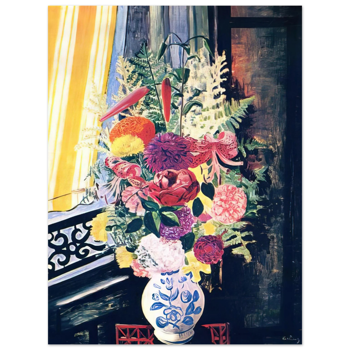 Moise Kisling - BOUQUET OF VARIOUS FLOWERS 1927 Fine Art Poster - Default Title