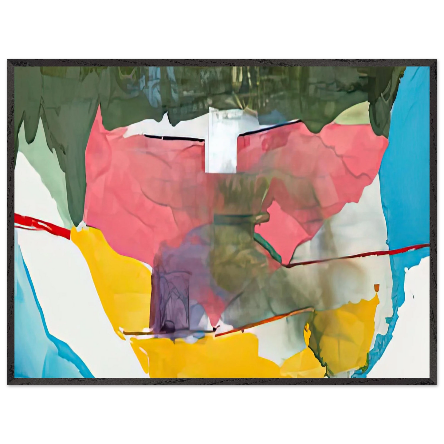 Helen Frankenthaler - Off White Square, 1973- Wall Art - 60x80 cm / 24x32 inches - Premium Wooden Framed Poster With Fine Art Paper-canvas - Wood frame